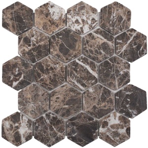  Hexagon Dark Emperador Tumbled (JMST6308TM)